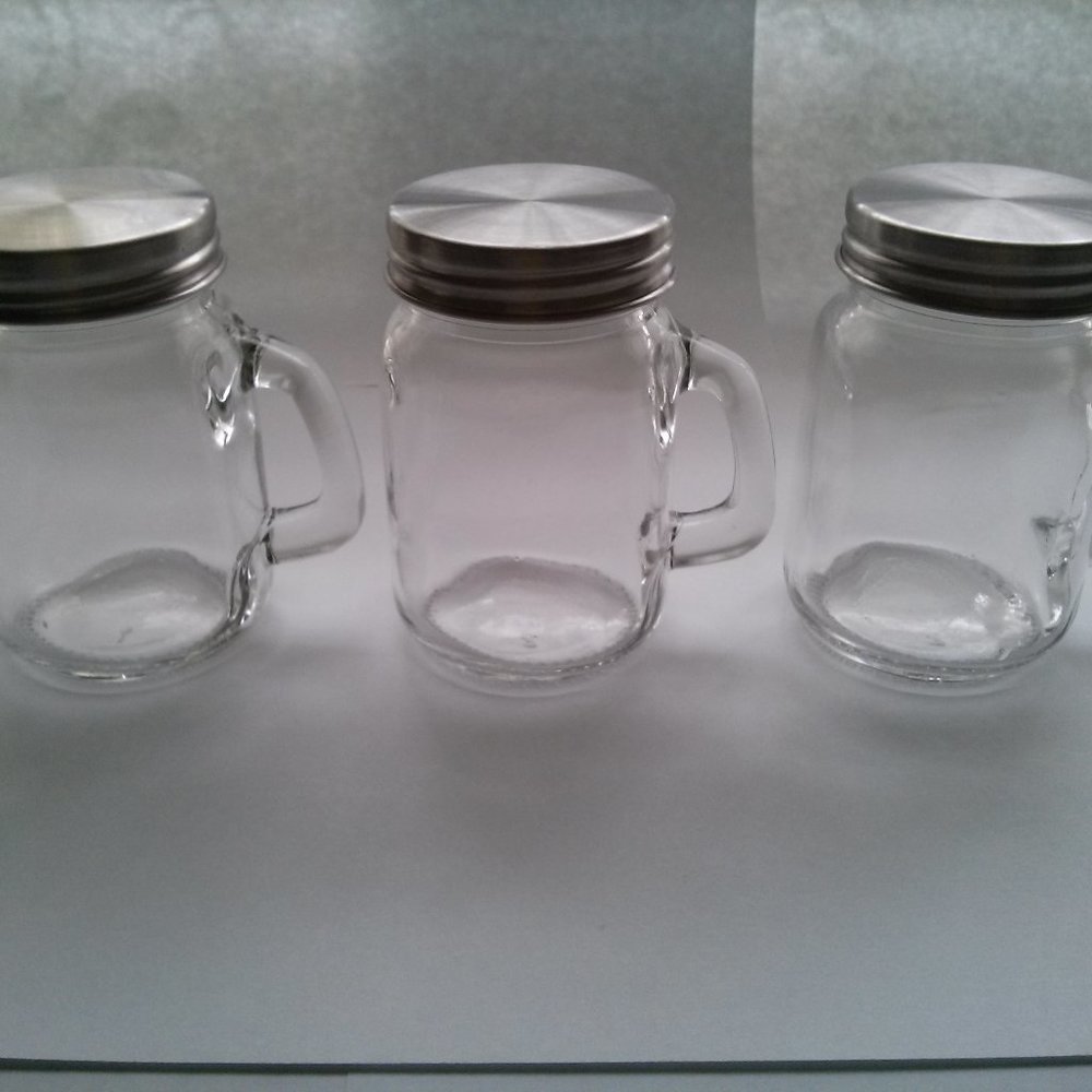 Mini Mason Jars with Aluminum Lids, Clear Glass, Set of 3